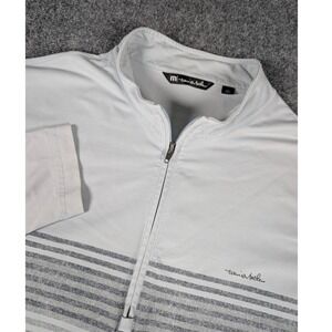 Travis Mathew Quarter Zip Pullover Mens XXL Blue Striped Long‎ Sleeve Golf Shirt
